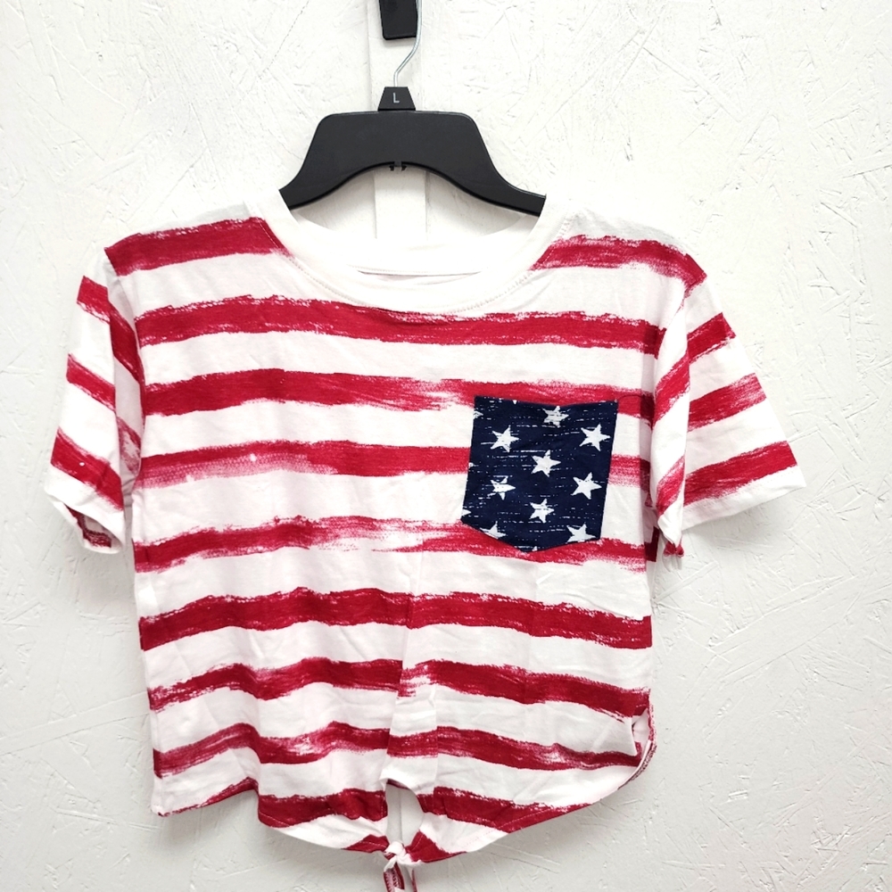 Crop Top USA American Flag Medium 4th of July red white and blue